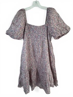 WITHBLACK Floral Puff Sleeve Midi Dress Scandinavian Multicolor Feminine Large